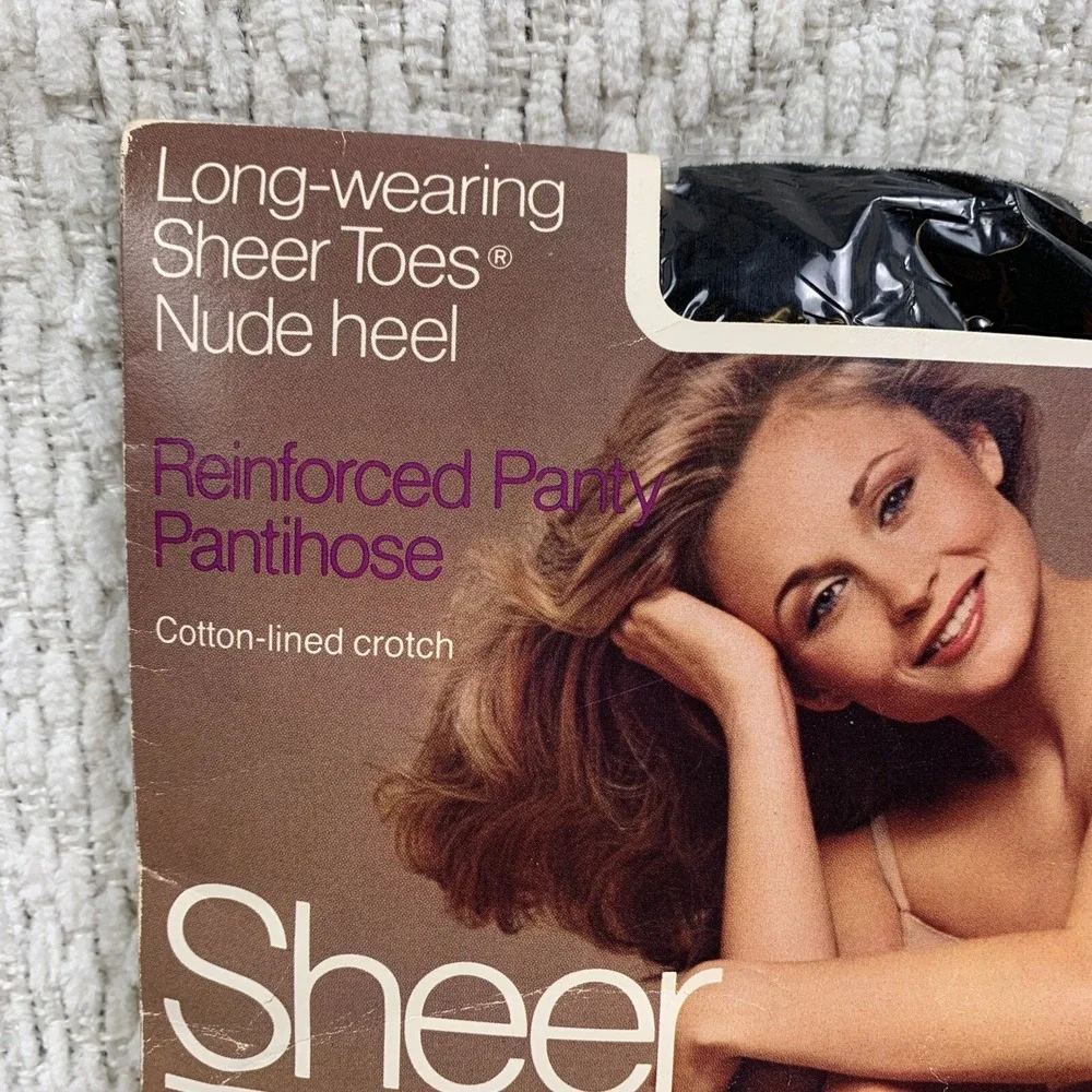 Vintage JCPenney Sheer Toes Pantyhose Size‎ Long Black 89 Long Wearing Pantihose